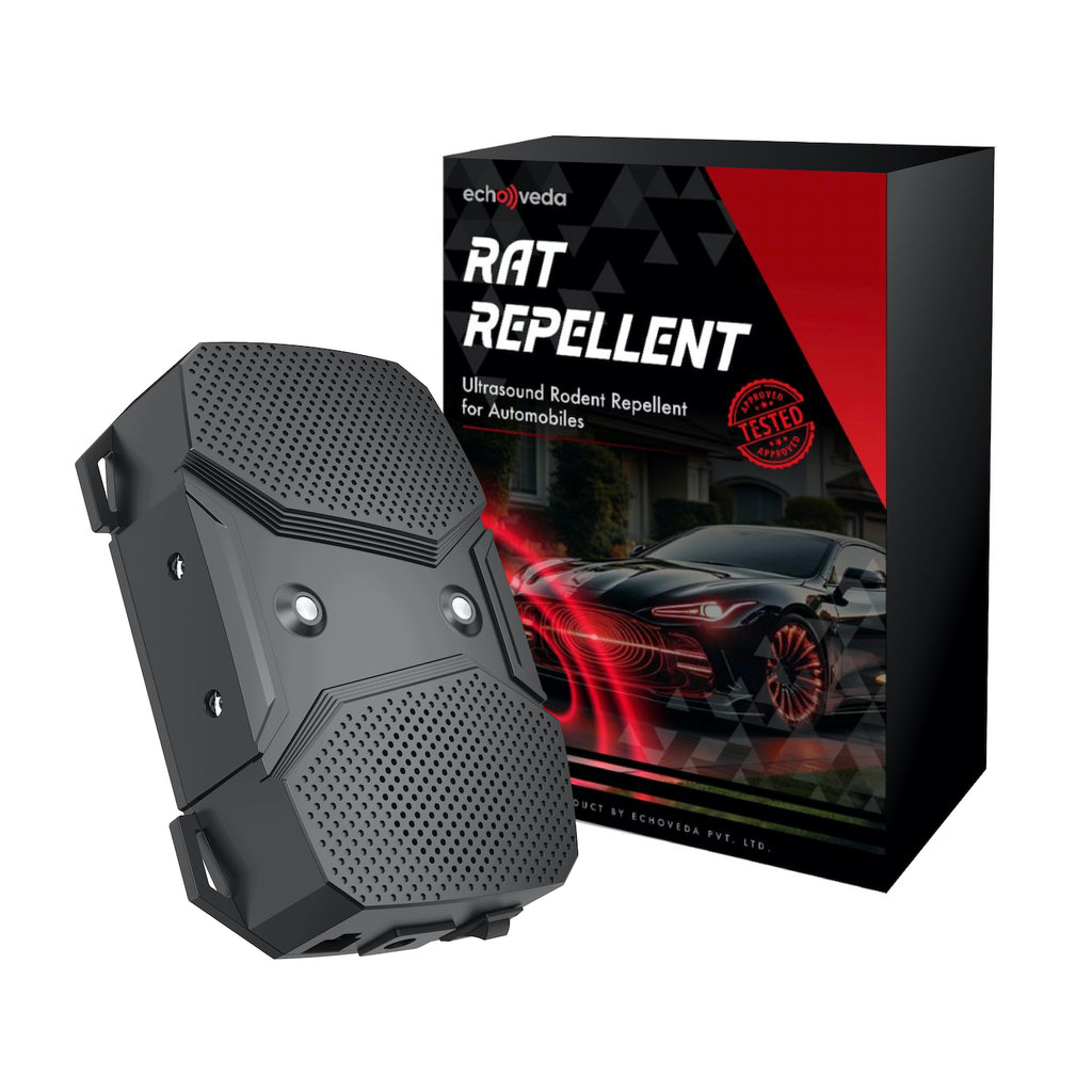 Echoveda Ultrasonic Rat Repellent for Car & Home | Dual Rodent Deterrent with LED Flash & Ultrasonic Waves | Versatile 3-Way Power | Rodent Repeller Device for Engine Bay, Garage, Office, Kitchen