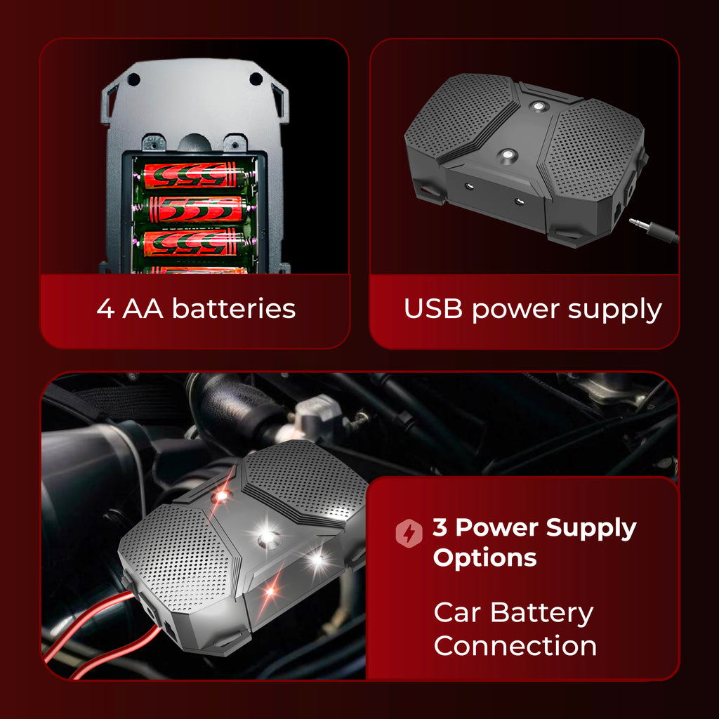 Echoveda Ultrasonic Rat Repellent for Car & Home | Dual Rodent Deterrent with LED Flash & Ultrasonic Waves | Versatile 3-Way Power | Rodent Repeller Device for Engine Bay, Garage, Office, Kitchen