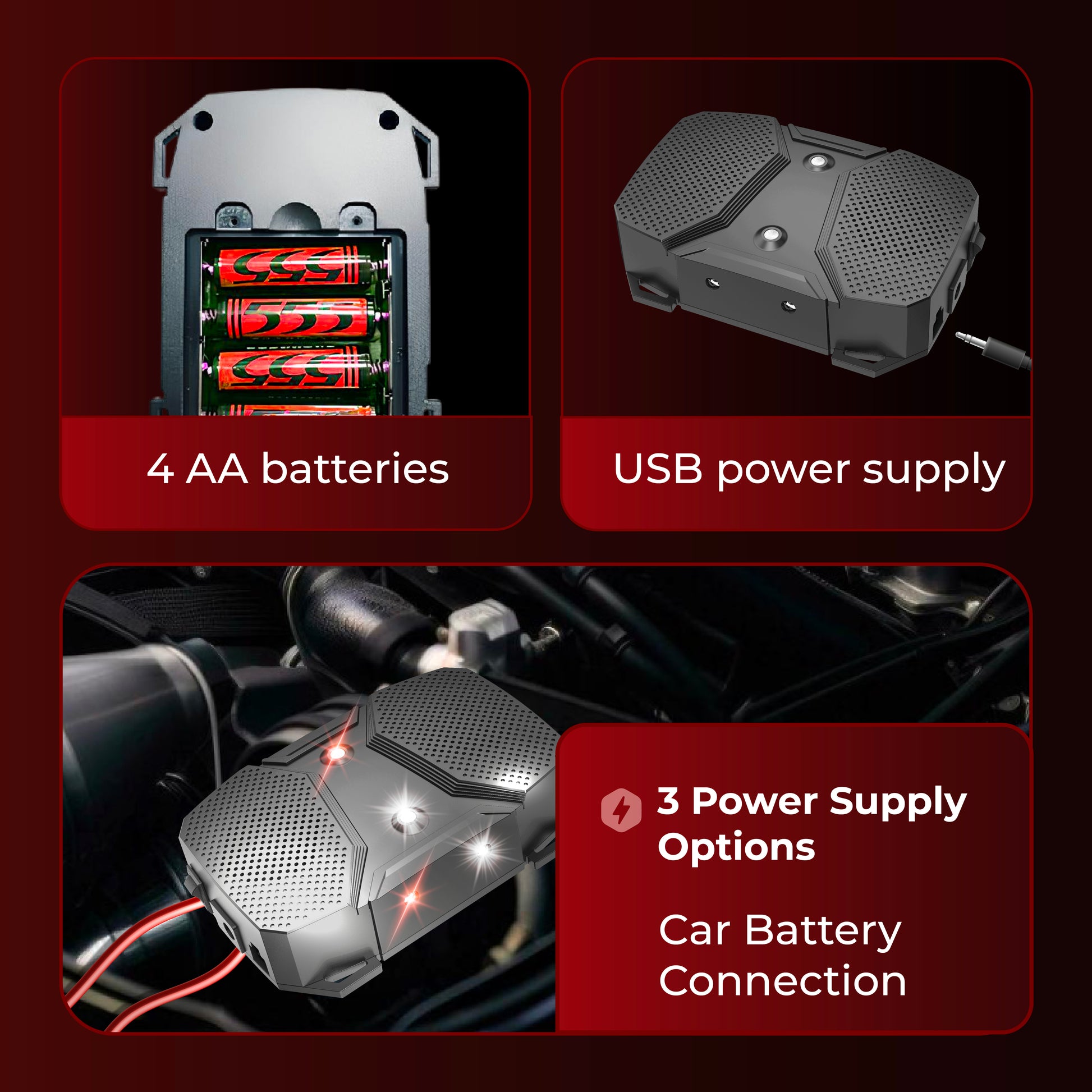 Echoveda Ultrasonic Rat Repellent for Car & Home | Dual Rodent Deterrent with LED Flash & Ultrasonic Waves | Versatile 3-Way Power | Rodent Repeller Device for Engine Bay, Garage, Office, Kitchen