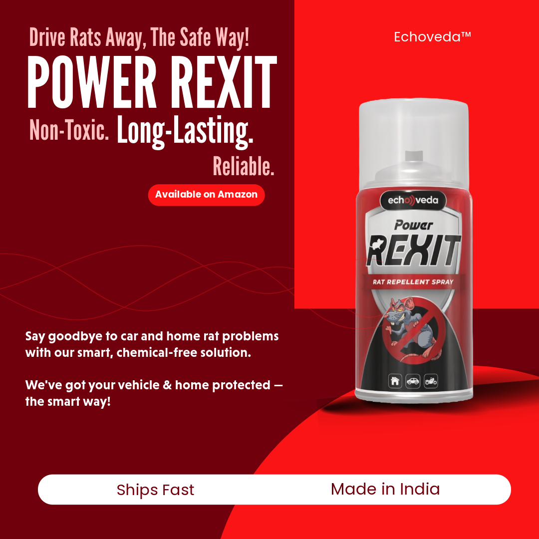 Echoveda Rat Repellent Spray (150ml) | Anti-Rodent Spray for Cars, Bikes, Homes & Engine Bays | Long-Lasting Protection from Rats & Mice | Safe, Non-Toxic & Easy to Use